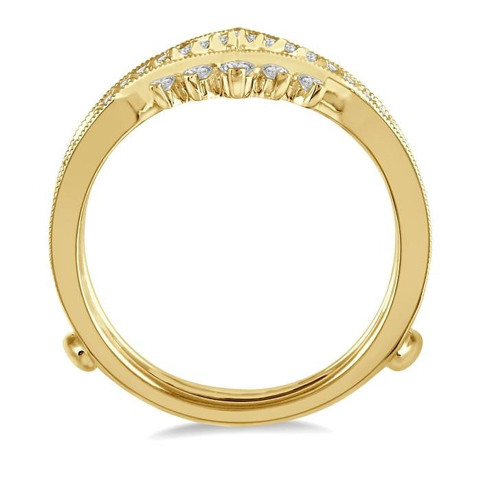 1/2 Ctw Pointed Arch Round Cut Diamond Insert Ring in 14K Yellow Gold
