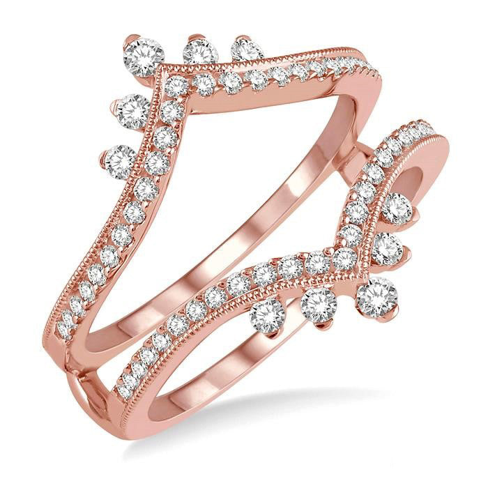 1/2 Ctw Pointed Arch Round Cut Diamond Insert Ring in 14K Rose Gold