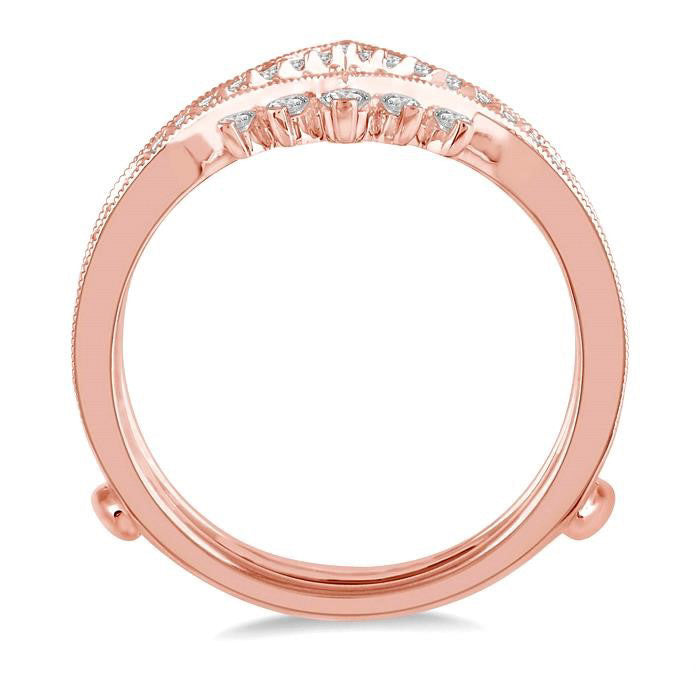 1/2 Ctw Pointed Arch Round Cut Diamond Insert Ring in 14K Rose Gold