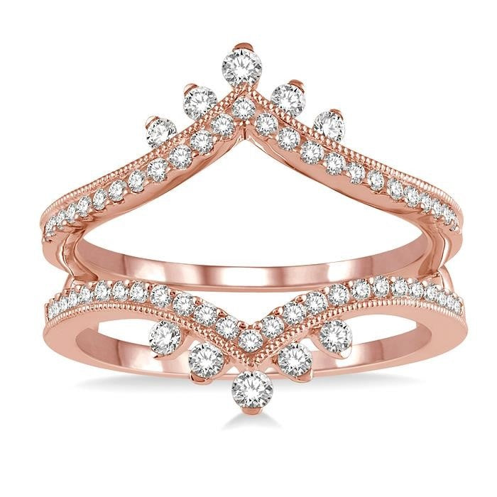 1/2 Ctw Pointed Arch Round Cut Diamond Insert Ring in 14K Rose Gold