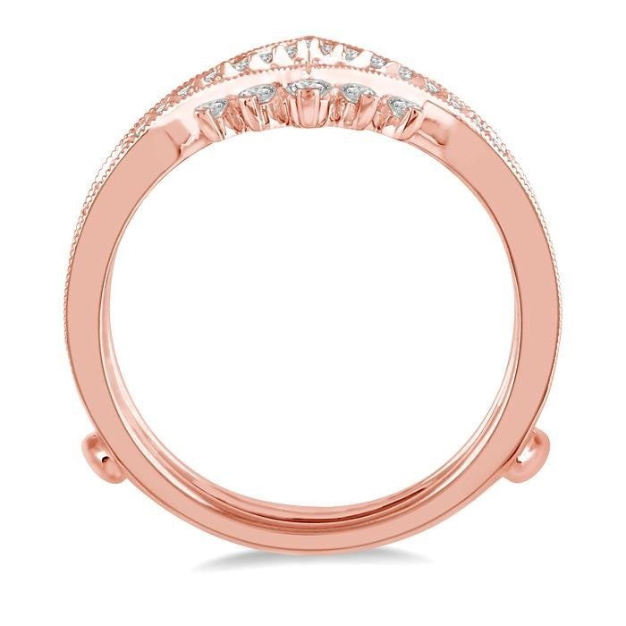 1/2 Ctw Pointed Arch Round Cut Diamond Insert Ring in 14K Rose Gold