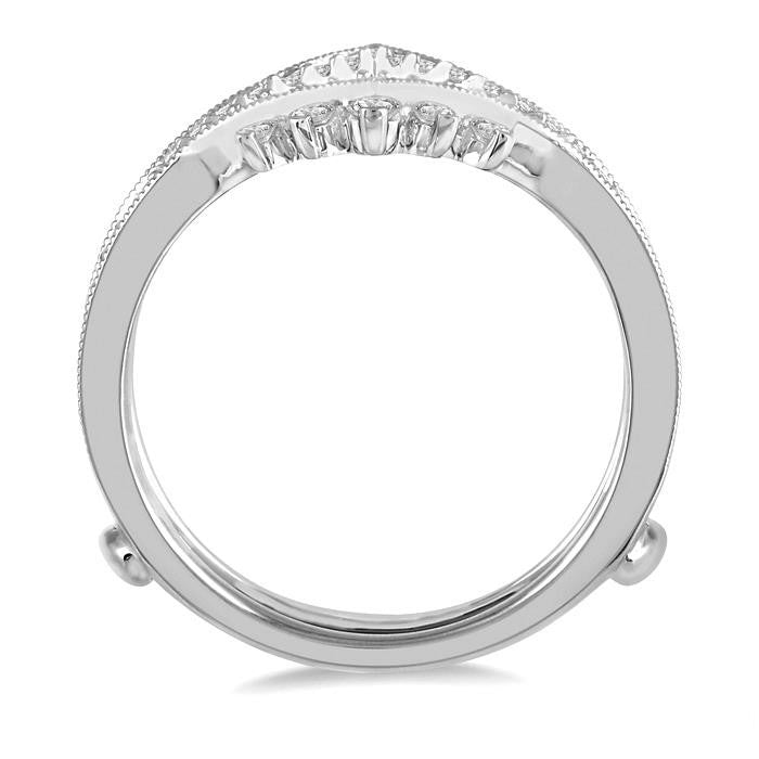 1/2 Ctw Pointed Arch Round Cut Diamond Insert Ring in 14K White Gold