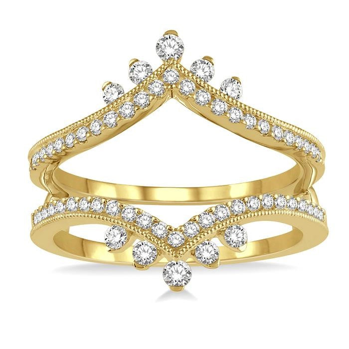 1/2 Ctw Pointed Arch Round Cut Diamond Insert Ring in 14K Yellow Gold