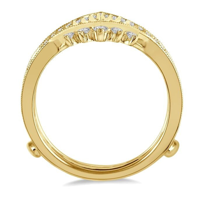 1/2 Ctw Pointed Arch Round Cut Diamond Insert Ring in 14K Yellow Gold