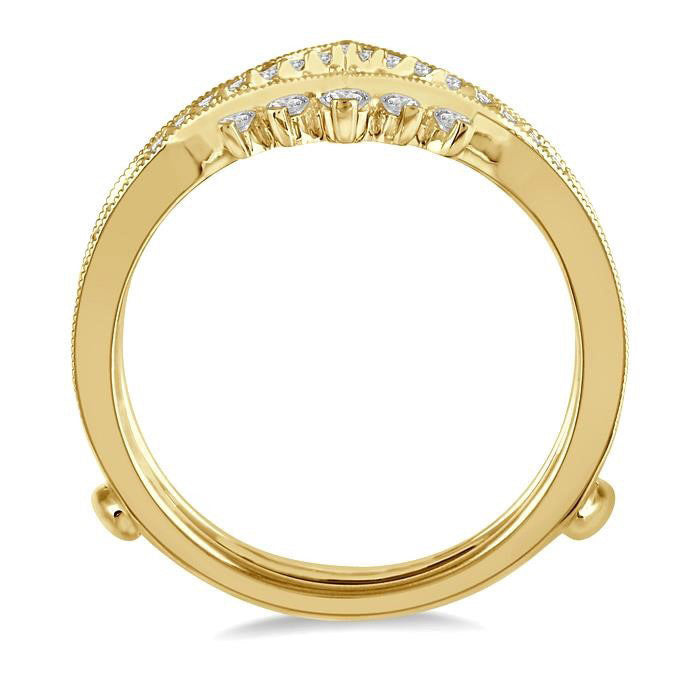 1/2 Ctw Pointed Arch Round Cut Diamond Insert Ring in 14K Yellow Gold