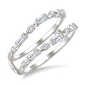 1/2 Ctw Baguette and Round Cut Diamond Link Insert Ring in 14K White Gold