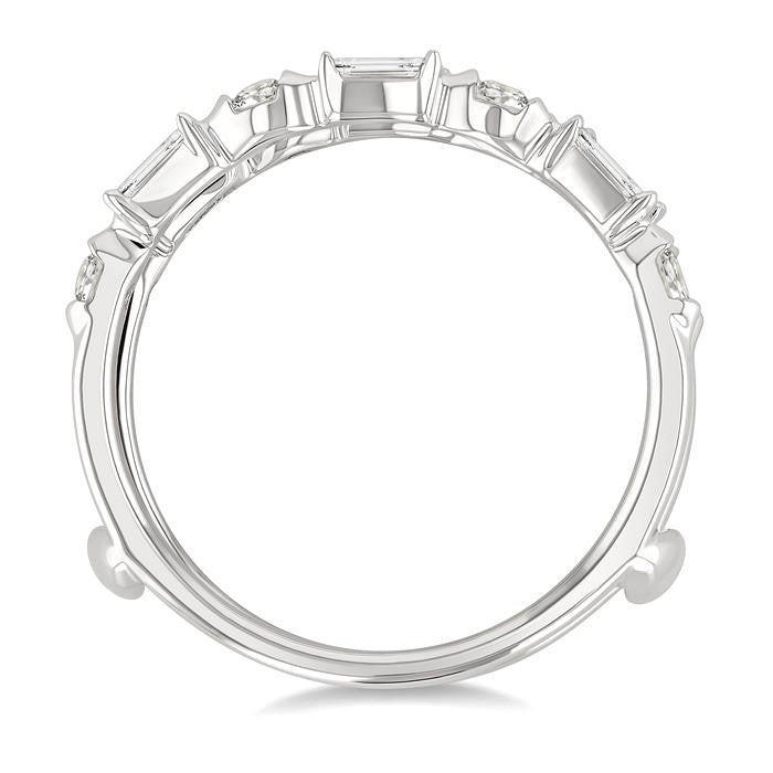 1/2 Ctw Baguette and Round Cut Diamond Link Insert Ring in 14K White Gold
