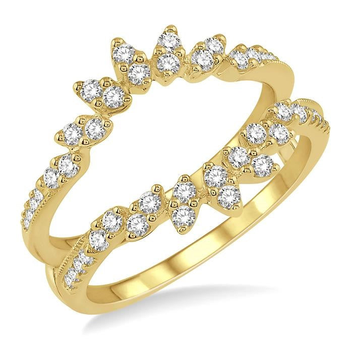 1/2 Ctw Mini Marquise Mounts Round Cut Diamond Insert Ring in 14K Yellow Gold