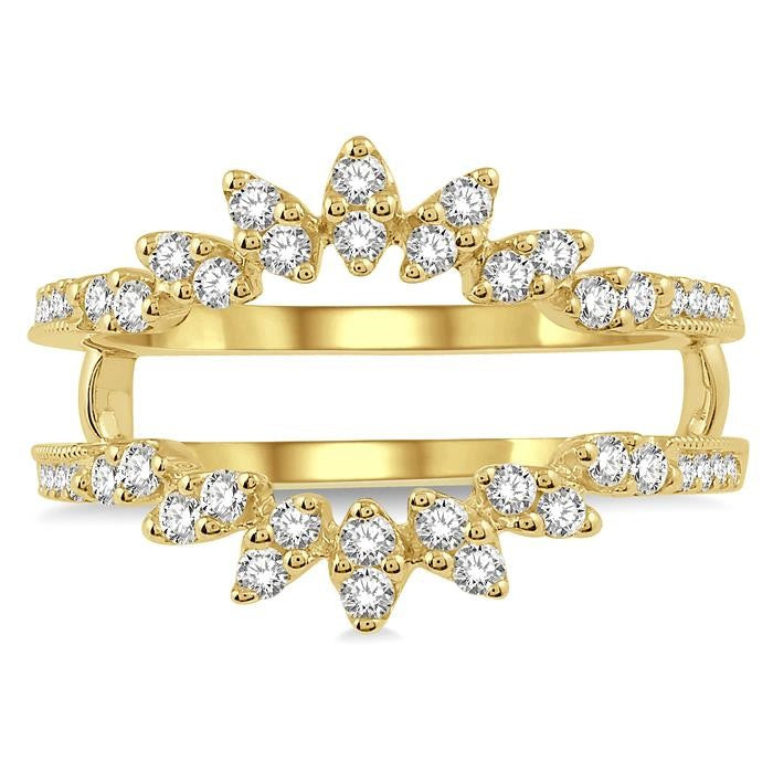 1/2 Ctw Mini Marquise Mounts Round Cut Diamond Insert Ring in 14K Yellow Gold