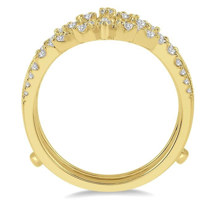 1/2 Ctw Mini Marquise Mounts Round Cut Diamond Insert Ring in 14K Yellow Gold