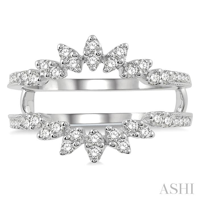 1/2 Ctw Mini Marquise Mounts Round Cut Diamond Insert Ring in 14K White Gold