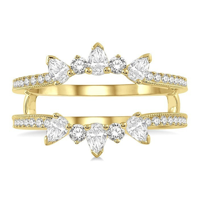 3/4 Ctw Pear and Round Cut Diamond Insert Ring in 14K Yellow Gold