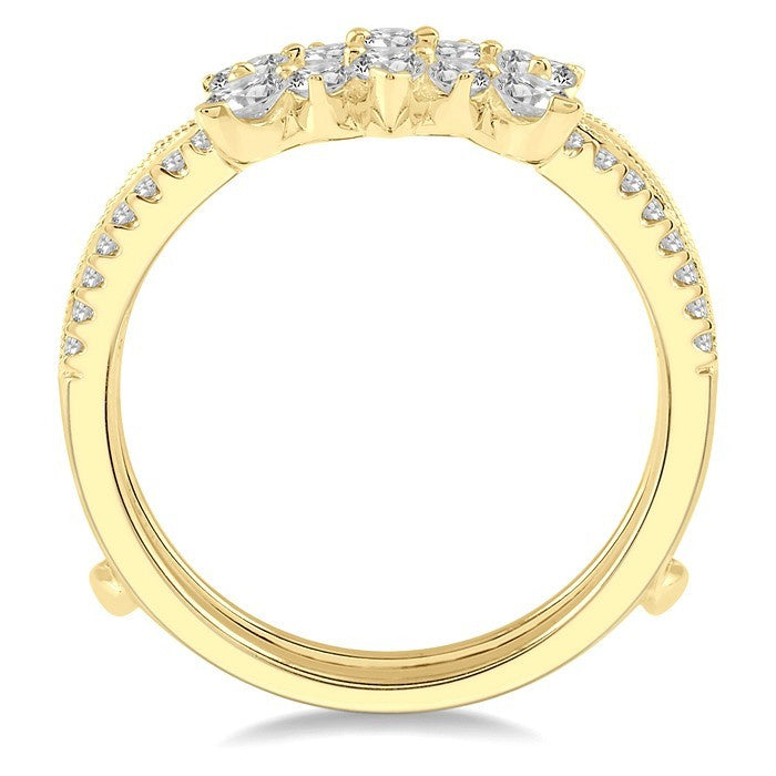 3/4 Ctw Pear and Round Cut Diamond Insert Ring in 14K Yellow Gold