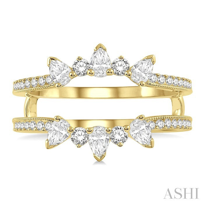 3/4 Ctw Pear and Round Cut Diamond Insert Ring in 14K Yellow Gold