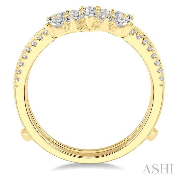 3/4 Ctw Pear and Round Cut Diamond Insert Ring in 14K Yellow Gold