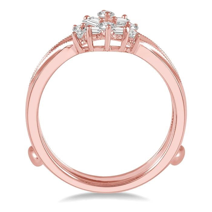 3/8 Ctw Baguette and Round Cut Diamond Insert Ring in 14K Rose Gold