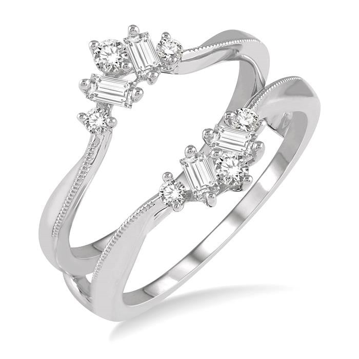 3/8 Ctw Baguette and Round Cut Diamond Insert Ring in 14K White Gold