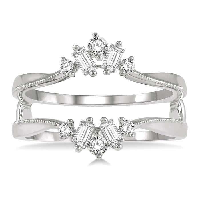 3/8 Ctw Baguette and Round Cut Diamond Insert Ring in 14K White Gold