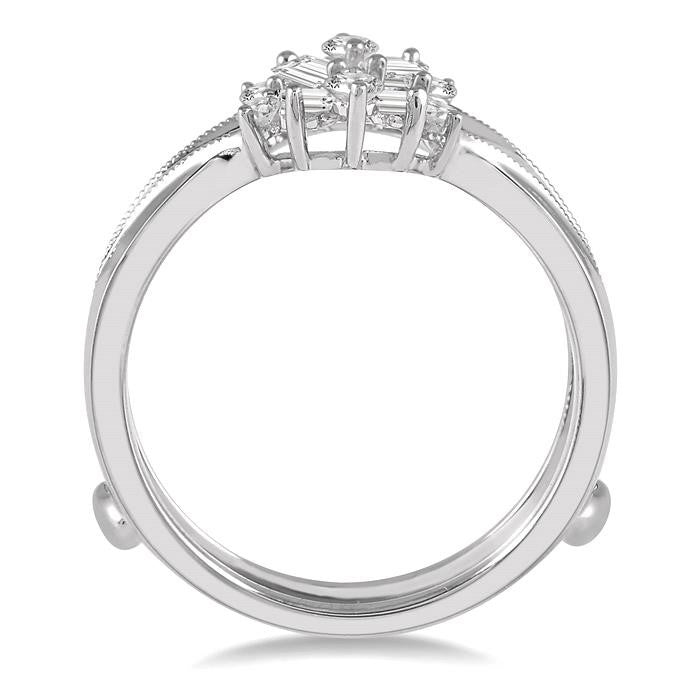 3/8 Ctw Baguette and Round Cut Diamond Insert Ring in 14K White Gold