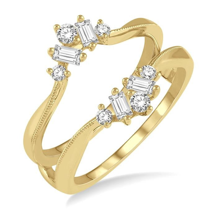 3/8 Ctw Baguette and Round Cut Diamond Insert Ring in 14K Yellow Gold