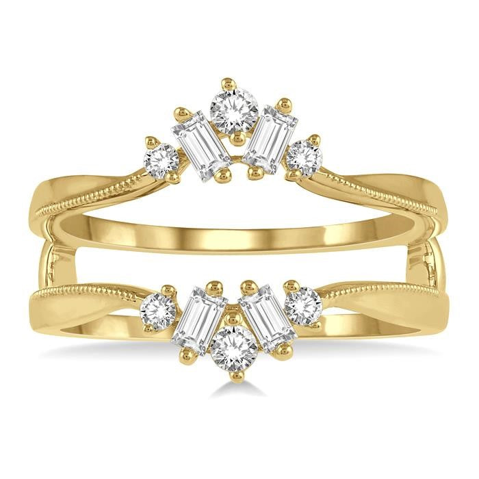 3/8 Ctw Baguette and Round Cut Diamond Insert Ring in 14K Yellow Gold