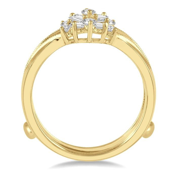 3/8 Ctw Baguette and Round Cut Diamond Insert Ring in 14K Yellow Gold