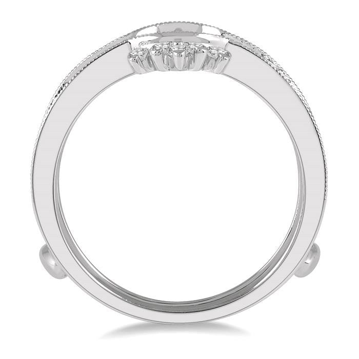 1/3 Ctw Curved Center Round Cut Diamond Insert Ring in 14K White Gold