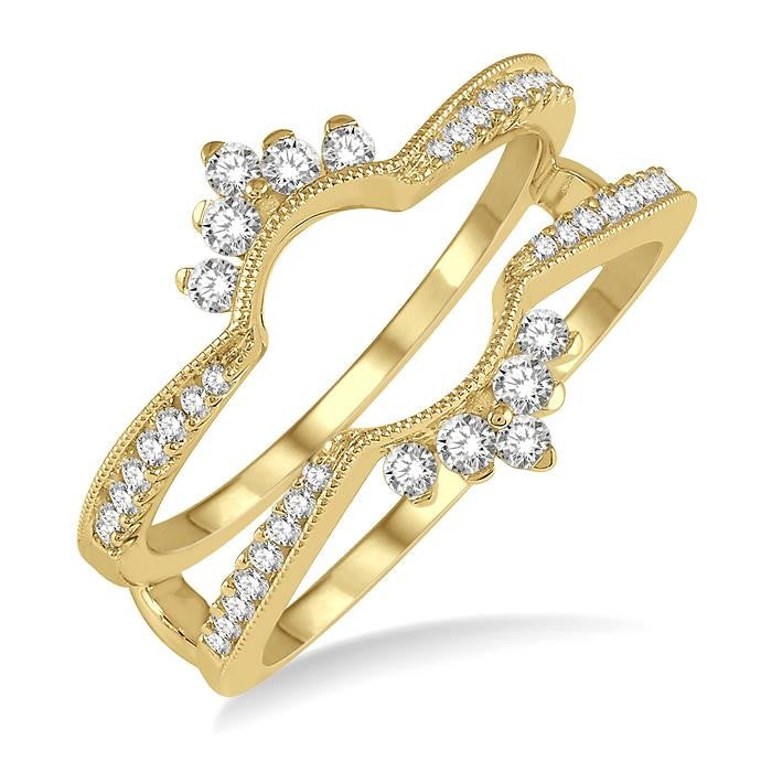 1/3 Ctw Curved Center Round Cut Diamond Insert Ring in 14K Yellow Gold