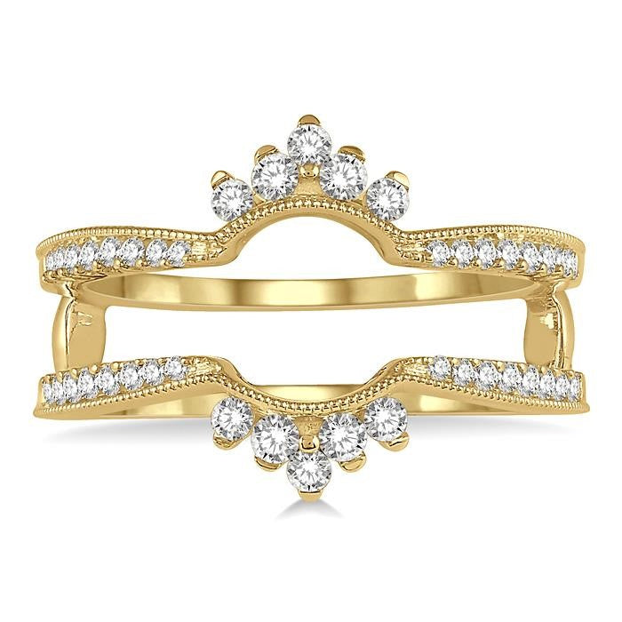 1/3 Ctw Curved Center Round Cut Diamond Insert Ring in 14K Yellow Gold