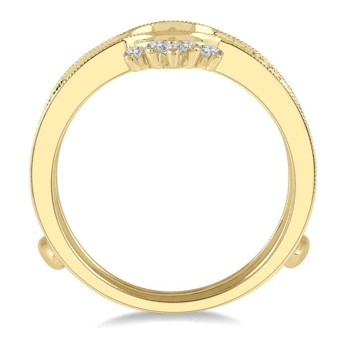 1/3 Ctw Curved Center Round Cut Diamond Insert Ring in 14K Yellow Gold