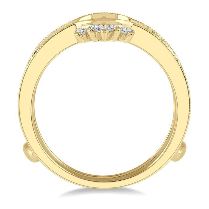 1/3 Ctw Curved Center Round Cut Diamond Insert Ring in 14K Yellow Gold