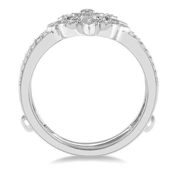 1/4 Ctw Fleur De Lis Round Cut Diamond Insert Ring in 14K White Gold