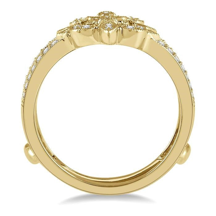 1/4 Ctw Fleur De Lis Round Cut Diamond Insert Ring in 14K Yellow Gold