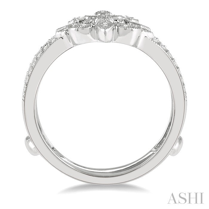 1/4 Ctw Fleur De Lis Round Cut Diamond Insert Ring in 14K White Gold