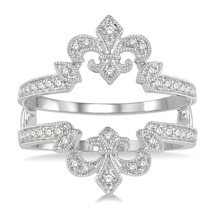 1/4 Ctw Marquise Fleur De Lis Round Cut Diamond Insert Ring in 14K White Gold