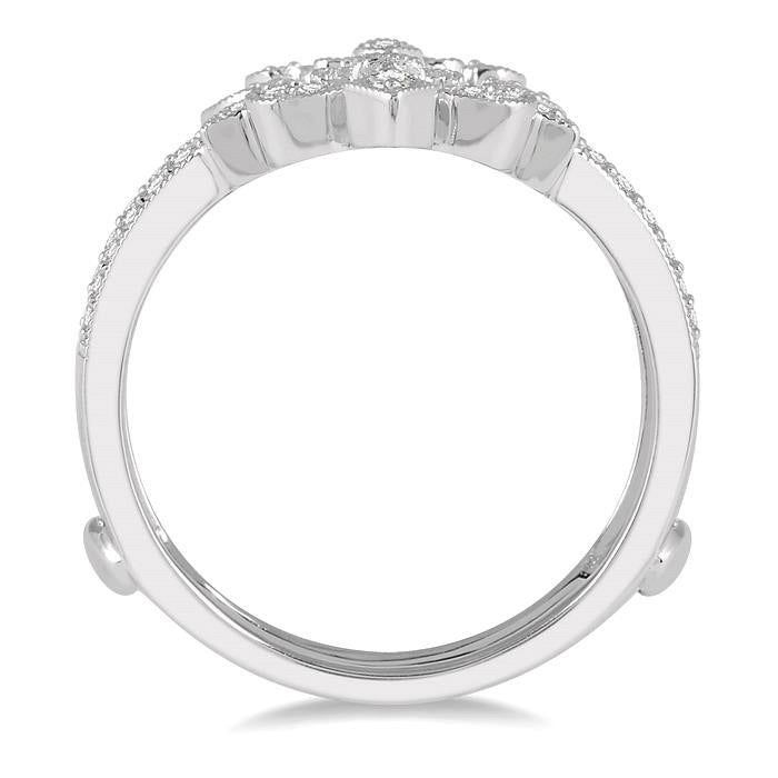 1/4 Ctw Marquise Fleur De Lis Round Cut Diamond Insert Ring in 14K White Gold
