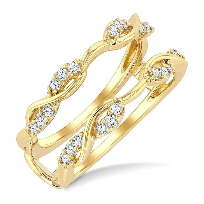 1/4 Ctw Split Twisted Shank Round Cut Diamond Insert Ring in 14K Yellow Gold