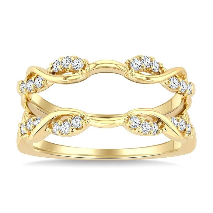 1/4 Ctw Split Twisted Shank Round Cut Diamond Insert Ring in 14K Yellow Gold