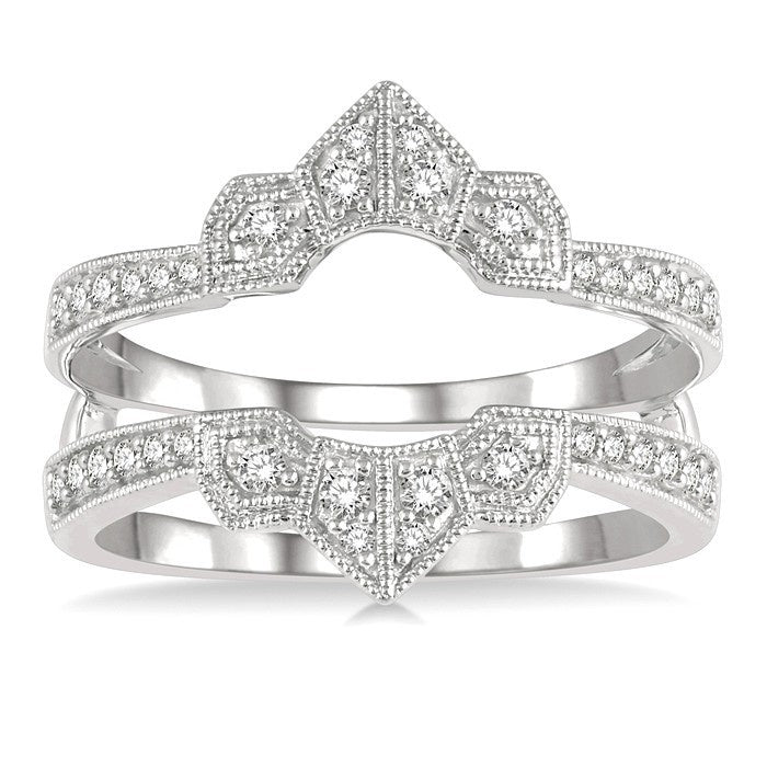 1/3 Ctw Ethnic Crown Center Round Cut Diamond Insert Ring in 14K White Gold