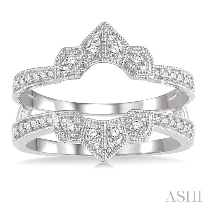 1/3 Ctw Ethnic Crown Center Round Cut Diamond Insert Ring in 14K White Gold