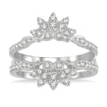 1/2 Ctw Carved Lotus Center Round Cut Diamond Insert Ring in 14K White Gold
