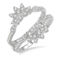 1/2 Ctw Carved Lotus Center Round Cut Diamond Insert Ring in 14K White Gold