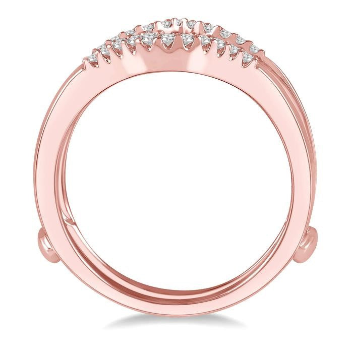 1/3 Ctw Tiara Baguette and Round Cut Diamond Insert Ring in 14K Rose Gold