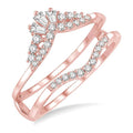 1/3 Ctw Tiara Baguette and Round Cut Diamond Insert Ring in 14K Rose Gold
