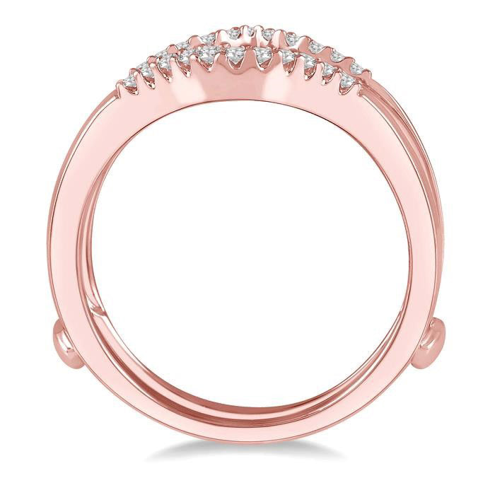 1/3 Ctw Tiara Baguette and Round Cut Diamond Insert Ring in 14K Rose Gold