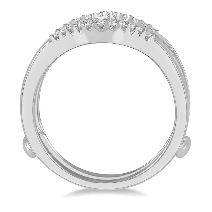 1/3 Ctw Tiara Baguette and Round Cut Diamond Insert Ring in 14K White Gold