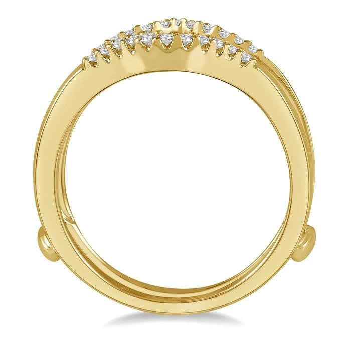 1/3 Ctw Tiara Baguette and Round Cut Diamond Insert Ring in 14K Yellow Gold