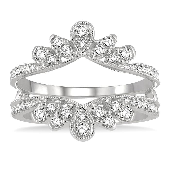 1/2 Ctw Milgrain Twist Round Cut Diamond Insert Ring in 14K White Gold