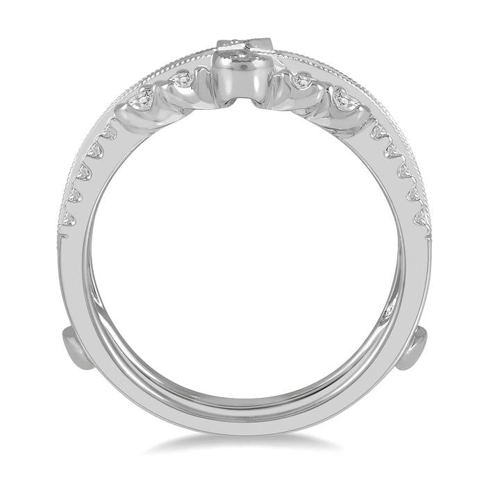 1/2 Ctw Milgrain Twist Round Cut Diamond Insert Ring in 14K White Gold