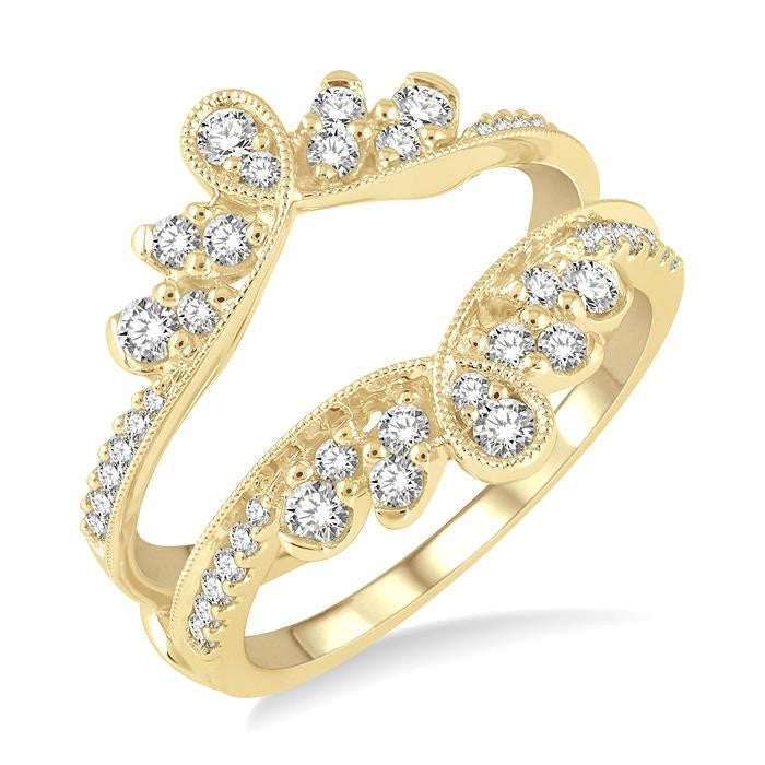 1/2 Ctw Milgrain Twist Round Cut Diamond Insert Ring in 14K Yellow Gold